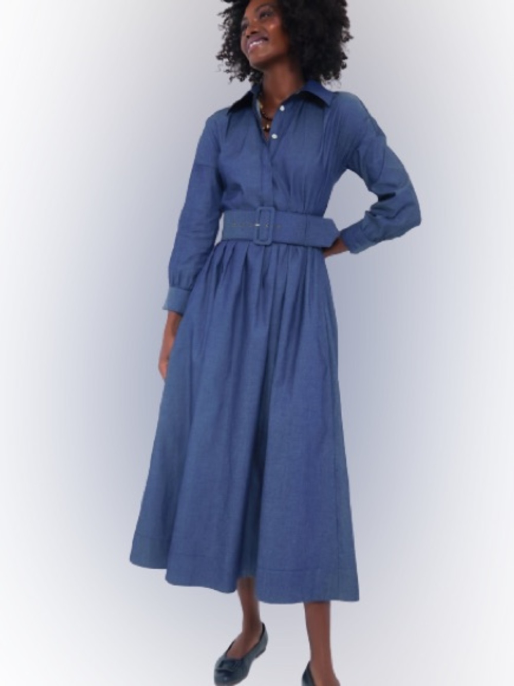 Tuckernuck x India Hicks Blue Belted Maxi Shirt Dress M - Picture 1 of 9